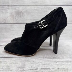 Via Spiga Black Suede Double Buckleโ Ankle Booties 4 Inch Heels Women's Size 11M